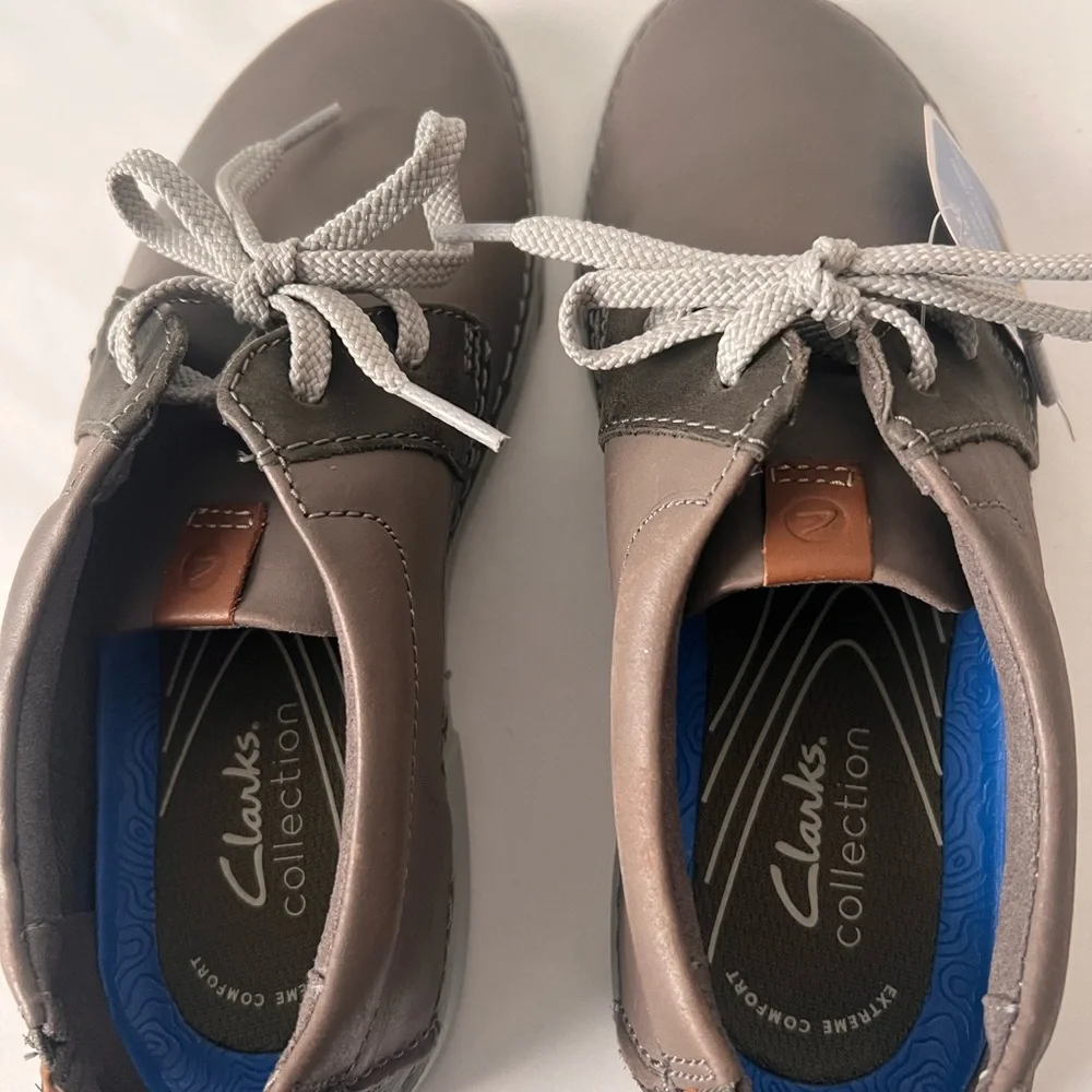 Clarks Men’s Gray Oxfords with Smooth Finish, Size 7 1/2 M, NWT